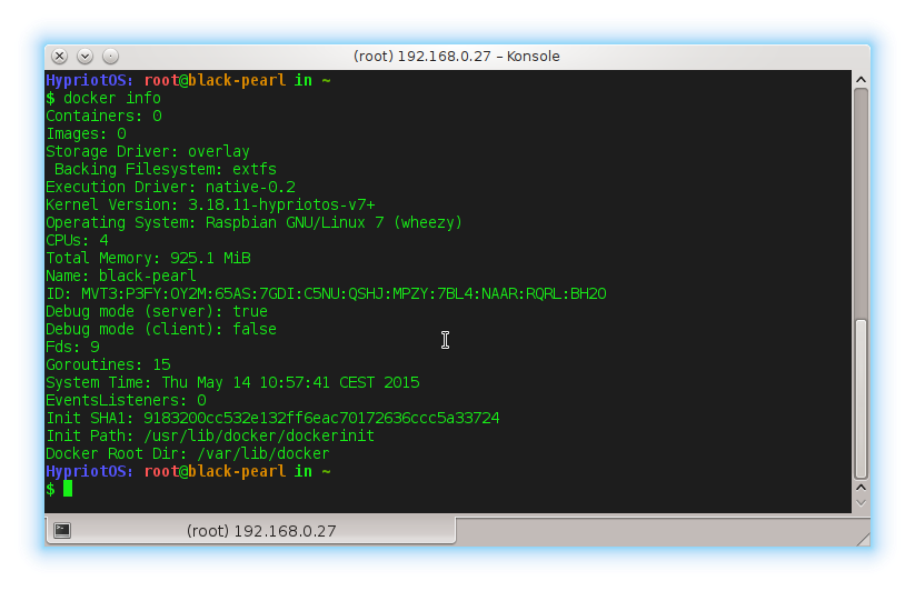 screenshot docker info